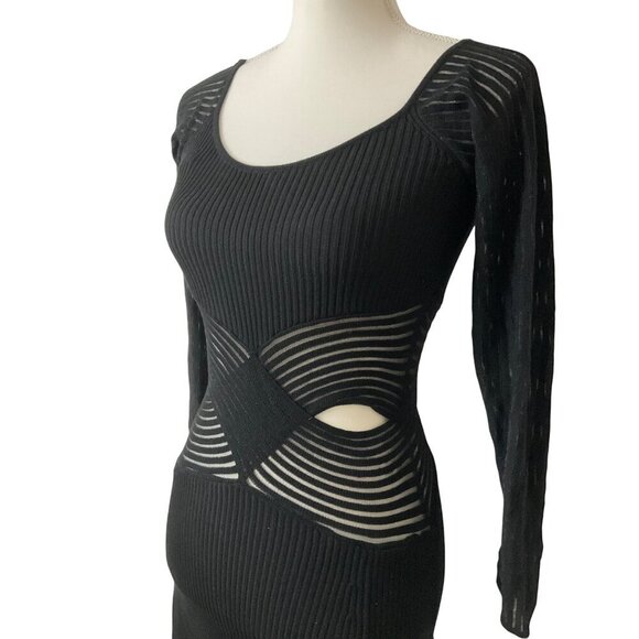 SOVERE Tilt Knit Dress in Black XSmall Womens Midi Sweater Cut out - Picture 5 of 13